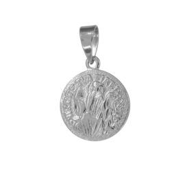 MB0077 pingente medalha sao bento com cruz no verso joia folheada ouro branco marca bruna semijoias loja brilho folheados