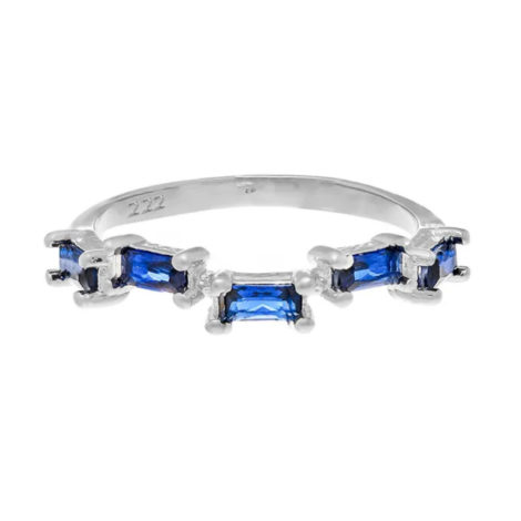 110811 anel prateado com zircônias retangulares azuis joia rommanel colecao gratidao loja brilho folheados 1