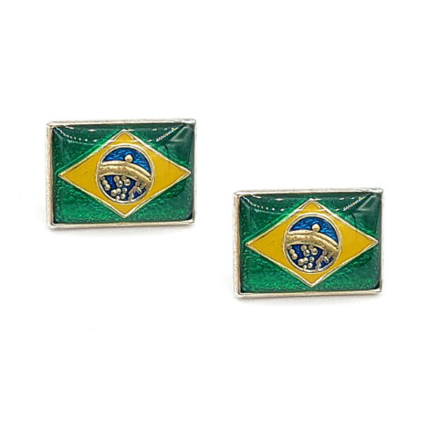 120636 brinco formato bandeira do brasil com aplicacao de resina nas cores da bandeira folheado a rodio marca rommanel loja brilho folheados