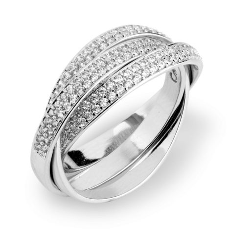 1910759 anel triplo solto cravejado com zirconias brancas e brilhantes joia folheada rodio branco marca sabrina loja brilho folheados