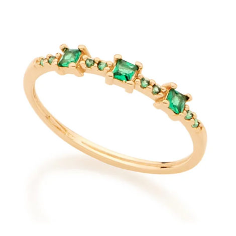 512767 anel fino com zircônias verdes quadradas joia folheada a ouro joia rommanel colecao gratidao loja brilho folheados