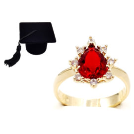 1910414 anel de formatura vermelho com zirconias brancas joia folheada ouro antialergica com caixa capelo loja brilho folheados 6