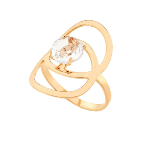 512447 anel pecas redondas sobrepostas com crista facetado joia folheada ouro 18k marca rommanel loja brilho folheados