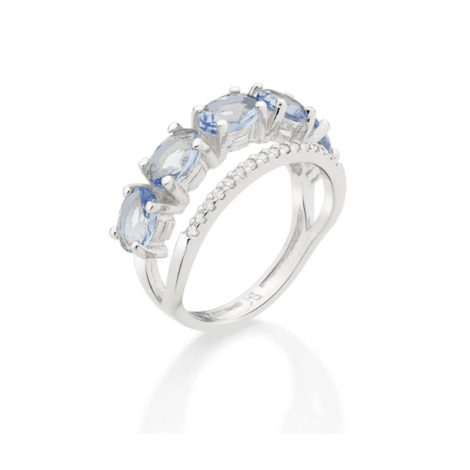 110841 anel duplo aro cravejado com zirconias aro composto de cristais ovais azuis marca rommanel loja revendedora brilho folheados 7