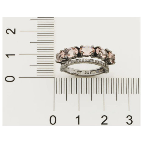 410038 anel ródio negro duplo aro cravejado com zirconias aro composto de cristais ovais rosa marca rommanel loja revendedora brilho folheados 5