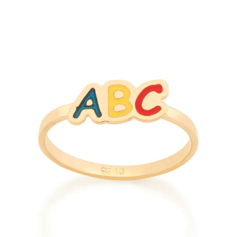 512803 anel infantil letras ABC com resina colorida marca rommanel loja revendedora brilho folheados