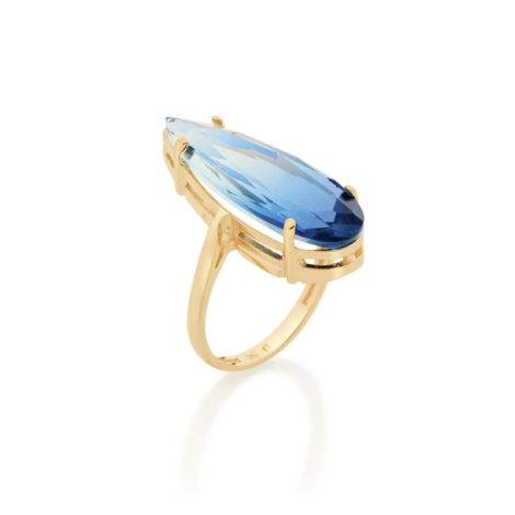 512830 maxi anel dourado cristal gota azul bicolor curacao blue marca rommanel loja revendedora brilho folheados 3