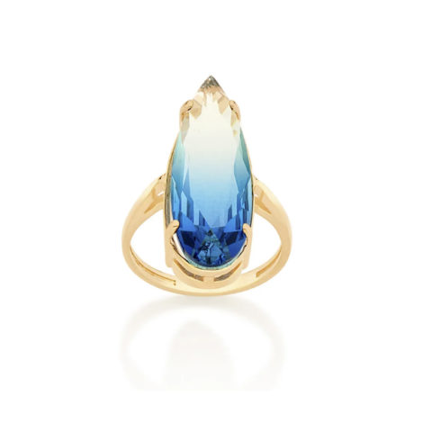 512830 maxi anel dourado cristal gota azul bicolor curacao blue marca rommanel loja revendedora brilho folheados. 1