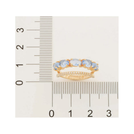 512837 anel dourado duplo aro cravejado com zirconias aro composto de cristais ovais azuis marca rommanel loja revendedora brilho folheados 5