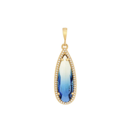 542229 pingente cristal gota azul bicolor com borda cravejada com zirconias curacao blue joia rommanel loja revendedora brilho folheados 1
