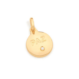 542248 pingente medalha escrito paz com 1 zirconia branca marca rommanel loja revendedora brilho folheados