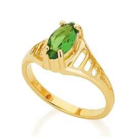 511181 anel de formatura zirconia navete facetada verde com laterais do anel vazada joia rommanel loja revendedora brilho folheados