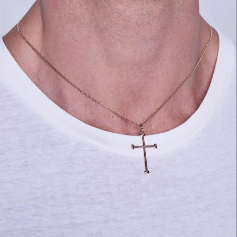 542208 pingente no formato cruz crucifixo com pontas retangulares marca rommanel loja revendedora brilho folheados