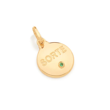542250 pingente medalha delicada sorte zirconia verde joia rommanel loja revendedora brilho folheados