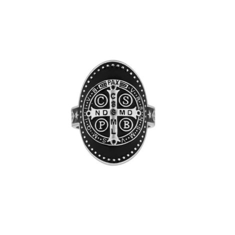 R1911043 anel cruz sao bento com resina preta folheado a rodio marca sabrina joias loja revendedora brilho folheados 3