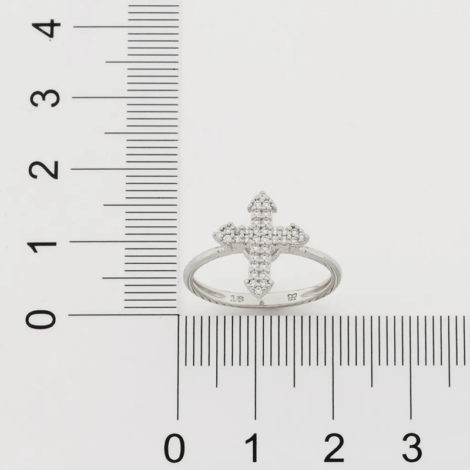 110861 anel prateado composto por cruz cravejada marca rommanel loja revendedora brilho folheados 2