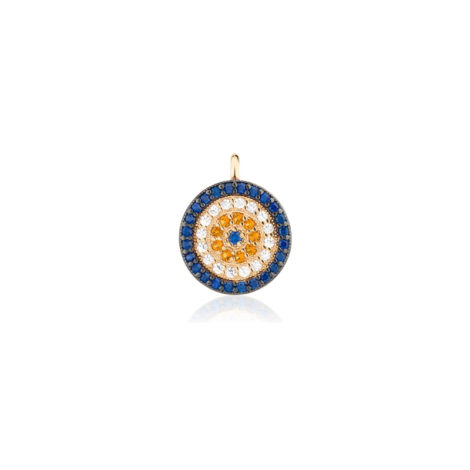 1800781 pingente pequeno formato olho grego cravejado com zirconias azul branca e laranja marca sabrina joias loja brilho folheados 2