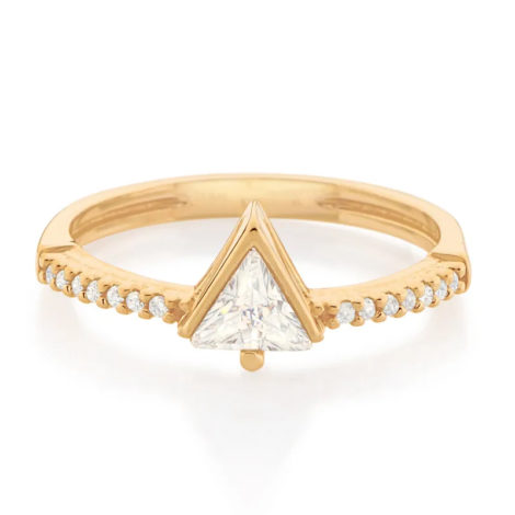 512848 anel solitario cravejado composto por zirconia triangular folheado a ouro marca rommanel loja revendedora brilho folheados 2