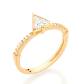512848 anel solitario cravejado composto por zirconia triangular folheado a ouro marca rommanel loja revendedora brilho folheados