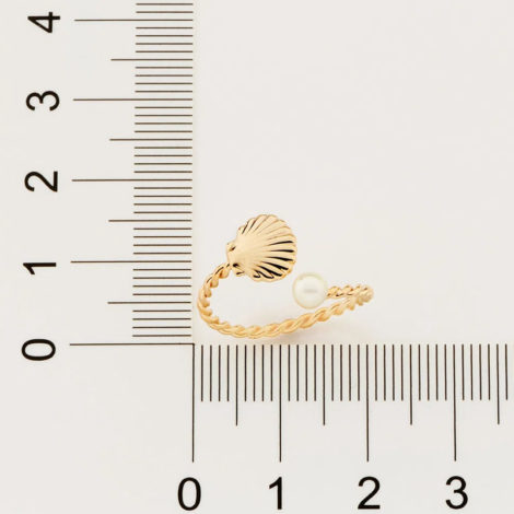 512876 anel ajustável formado por aro formato corda composto por concha e pérola marca rommanel loja revendedora brilho folheados 4