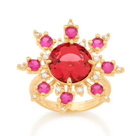 512880 maxi anel zirconias rosa e vermelha marca rommanel loja revendedora oficial brilho folheados