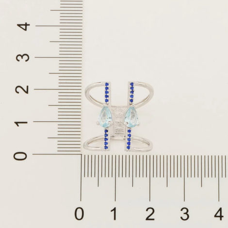 110858 anel aro duplo ajustável composto por 20 zircônias e 2 cristais gota azul marca rommanel loja revendedora brilho folheados 4