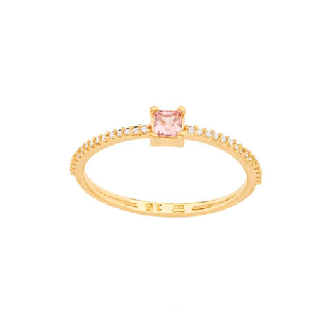 512907 anel dourado delicado zirconia carre rosa aro cravejado zirconias brancas colecao para elas rommanel loja brilho folheados