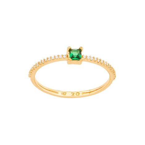 512908 anel delicado zirconia carre verde aro cravejado zirconias brancas colecao para elas rommanel loja brilho folheados
