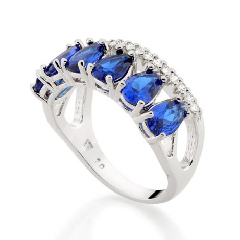 110860 anel aro duplo aro com zirconias e aro com 6 cristais gotas azuis colecao cores da vida marca rommanel loja revendedora brilho folheados 2