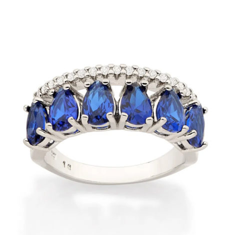 110860 anel aro duplo aro com zirconias e aro com 6 cristais gotas azuis colecao cores da vida marca rommanel loja revendedora brilho folheados
