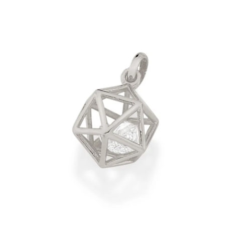 140823 pingente formato geometrico icosaedro 2 zirconias brancas brilhantes colecao cores da vida rommanel loja brilho folheados