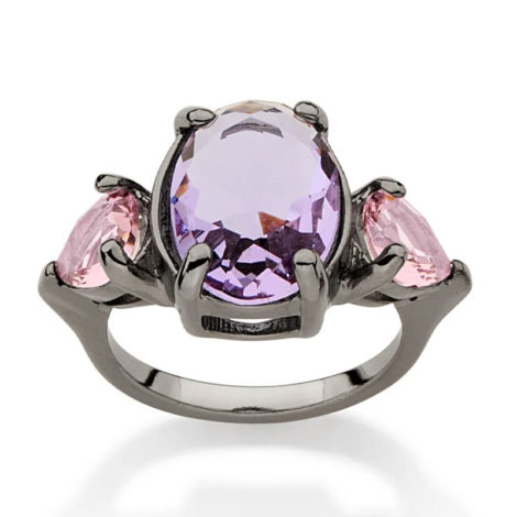 410043 anel com 2 cristais gotas rosa e 1 cristal oval no centro lilas colecao cores da vida marca rommanel loja revendedora brilho folheados