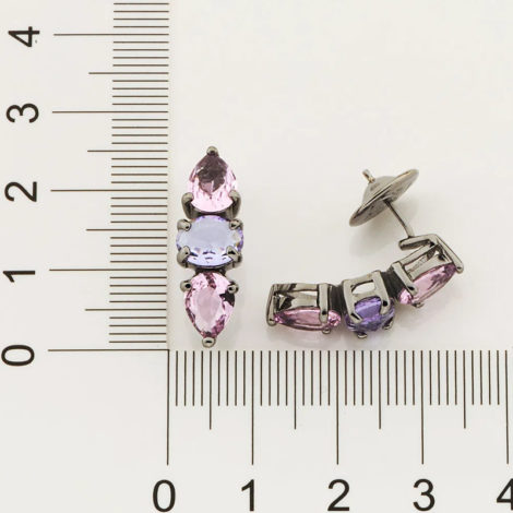 420058 brinco com 2 cristais gotas rosa e 1 cristal oval lilas colecao cores da vida marca rommanel loja revendedora brilho folheados 4