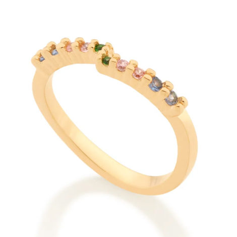 512871 anel meia alianca ondulado com zirconias coloridas colecao cores da vida marca rommanel loja revendedora brilho folheados 2