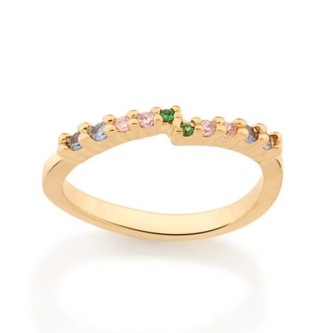 512871 anel meia alianca ondulado com zirconias coloridas colecao cores da vida marca rommanel loja revendedora brilho folheados