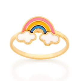 512873 anel infantil arco iris resina colorida colecao cores da vida marca rommanel loja revendedora brilho folheados