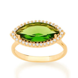 512888 anel maxi cristal oval na horizonal verde com zirconias brancas colecao fe na vida marca rommanel loja brilho folheados