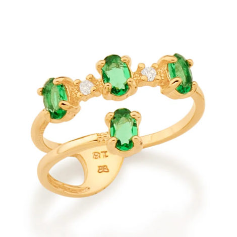 512897 anel aro duplo estilizado com 4 cristais ovais verde colecao fe na vida rommanel loja revendedora brilho folheados 1
