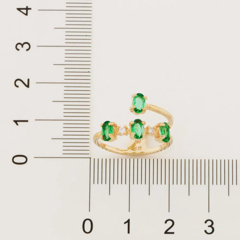512897 anel aro duplo estilizado com 4 cristais ovais verde colecao fe na vida rommanel loja revendedora brilho folheados 2