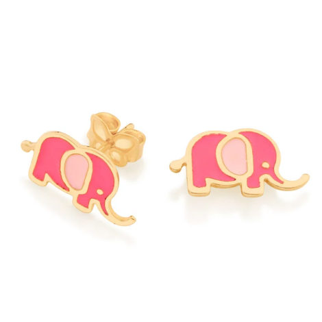 526492 brinco infantil elefante resina rosa colecao cores da vida marca rommanel loja brilho folheados 5