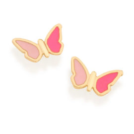 526502 brinco infantil borboleta resina rosa tarraxa tradiconal colecao cores da vida rommanel loja brilho folheados 1
