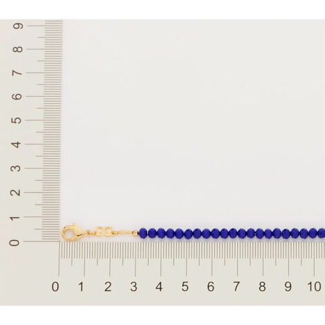 Foto com régua mostrando as medidas da pulseira cristais facetados azul, sku 552011 coleção Noite Iluminada da marca Rommanel. Revendida por Brilho Folheados.
