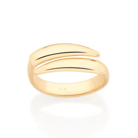 Foto fundo branco do anel ajustável folheado a ouro e antialérgico da marca Rommanel revendido pela Brilho folheados, loja revendedora de semijoias. Código 513281