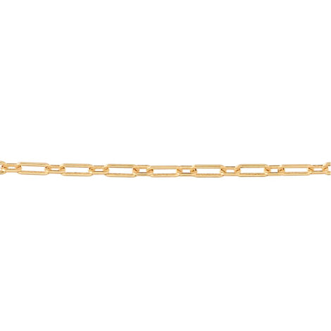 Foto fundo branco de detalhes da corrente elo cadeado lixado folheada a ouro, cor dourado, da marca Rommanel. Código 532324