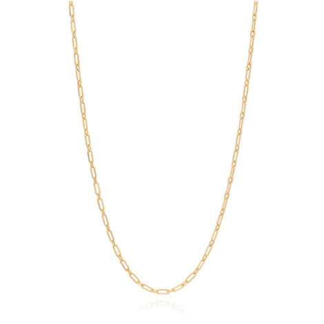 Foto fundo branco do cordão elo cadeado lixado folheado a ouro, cor dourado, da marca Rommanel. Código 532324