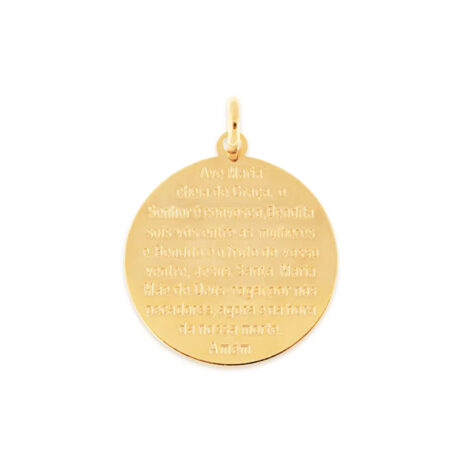 Foto fundo branco do verso da medalha Nossa Senhora Aparecida, oração Ave Maria. Código 542322