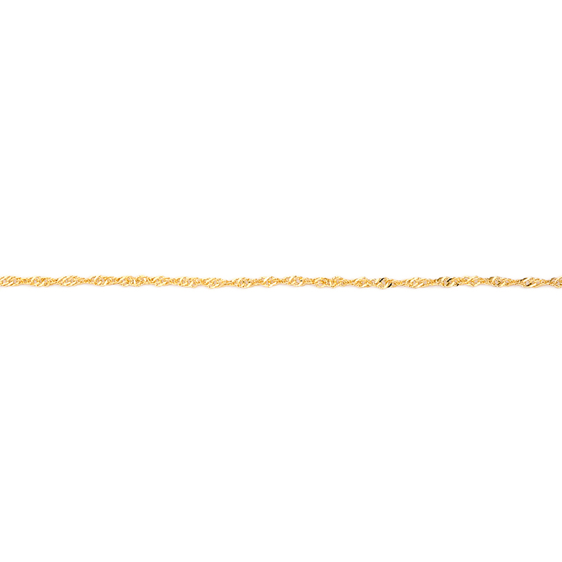 Foto fundo branco da pulseira de elos trançados folheada a ouro, cor dourado, da marca Sabrina Joias revendida pela Brilho Folheados. Código 108E18